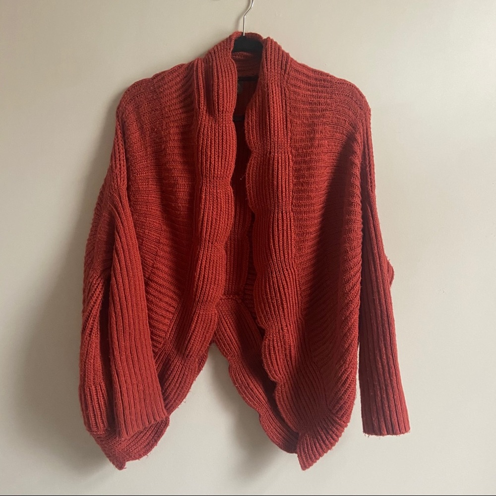 Anthropologie burnt orange cozy cardigan sweater